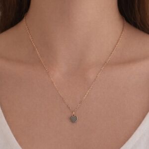 Heart Pendant Necklace with Gray Heart - Women Jewelry
